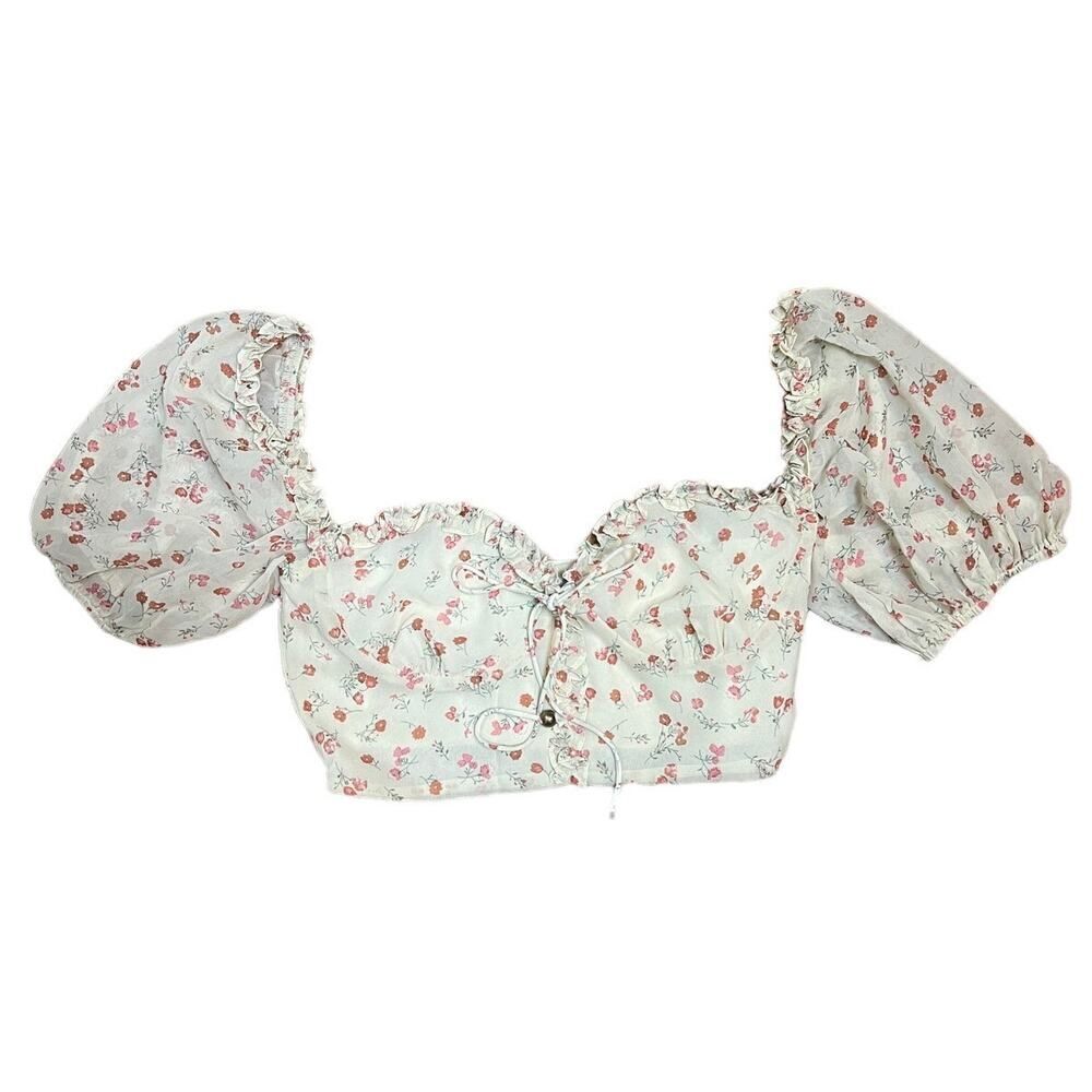 Sabo Skirt Cream Floral Crop Top Sz. M